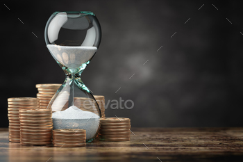 ment, deposit, growth of income and savings, time is money concept. 3d illustration