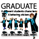 Graduate university students. Graduate party. 6 characters , 6 lettering stickers. Clipart - GraphicRiver Item for Sale