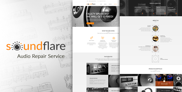 SoundFlare - Hi-Fi Audio Repair Service Landing Page HTML5 Template