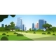 Beautiful Urban Park in Summer Day City Skyline - GraphicRiver Item for Sale