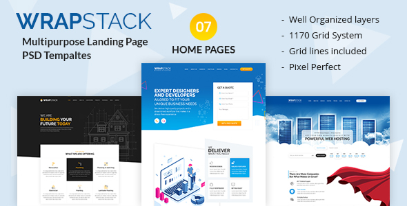WrapStack – Multipurpose Landing Page PSD Templates