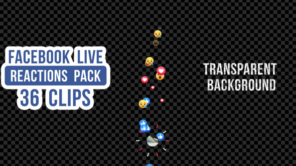 Facebook Live Reactions Pack - 36 Clips alt