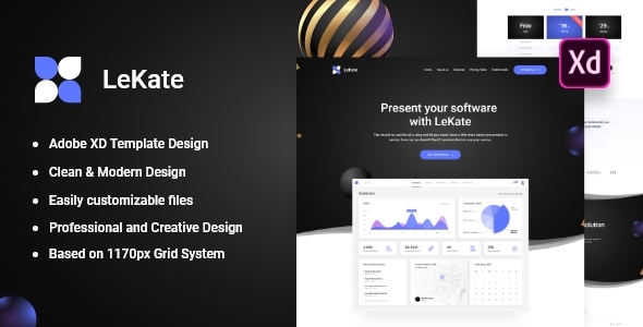 LeKate - Saas and Software Adobe XD Landing Page Template