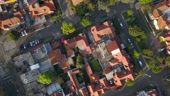 Aerial - Flying over neighbourhood in Chapinero, Bogotá, Colombia