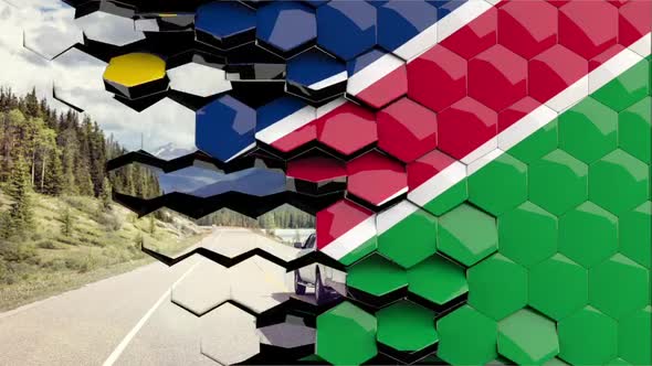 Namibia Flag Hexagon Transition - 4K Resolution