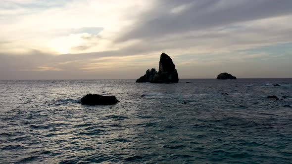 Wild Beach at Dusk Aerial View 4 K Turkey Alanya