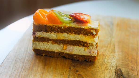 Fasting Cake with Tangerines Kiwi and Strawberry