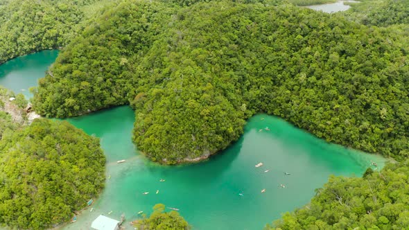 Aerial View of Sugba Lagoon SiargaoPhilippines