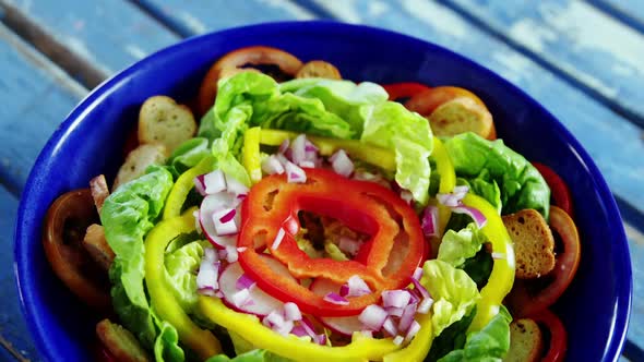 }Salad decorated in bowl