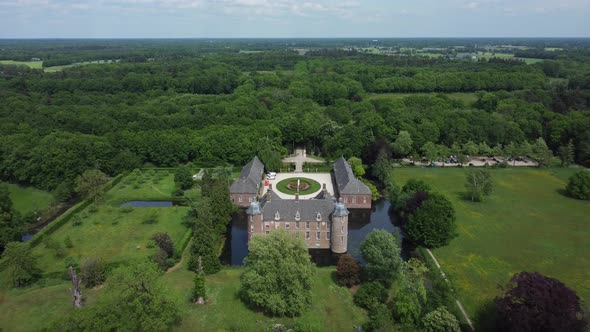 Castle Slangenburg in the Achterhoek, Gelderland, the Netherlands, Aerial
