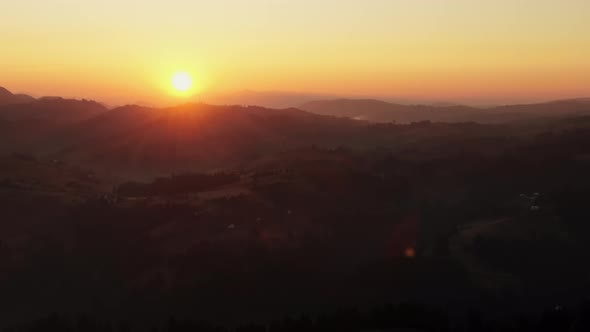 Fiery Sunset Over Mountain Peaks