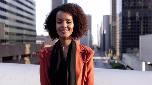 African American business woman in downtown Los Angeles