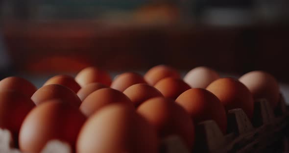 Fresh Eggs on Tabe Close Up