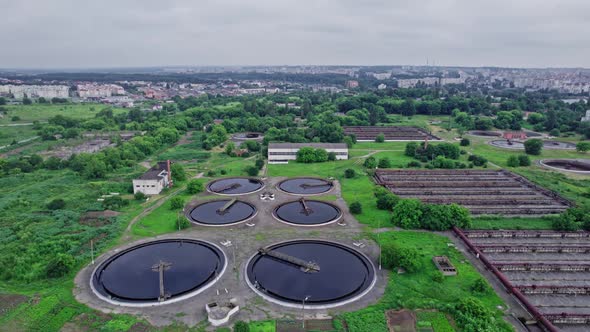 Aerial View of Wastewater Treatment Plant