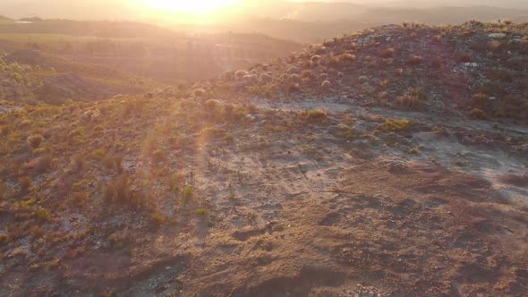 Countryside during road trip at sunset