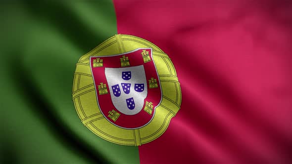 Portugal Flag Textured Waving Close Up Background HD