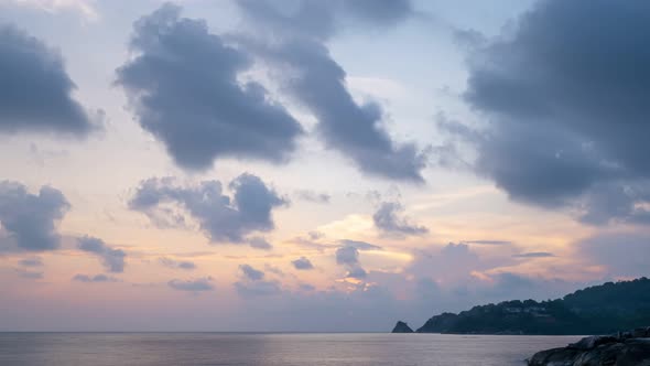 Time Lapse nature colorful pastel clouds Beautiful Light Sunrise or sunset sky clouds over sea.