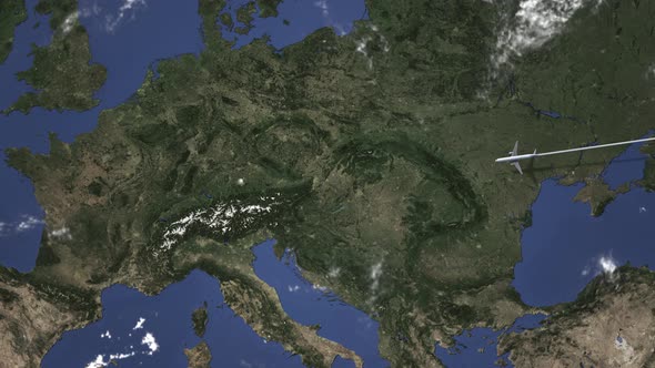 Route of a Commercial Plane Flying To Munich