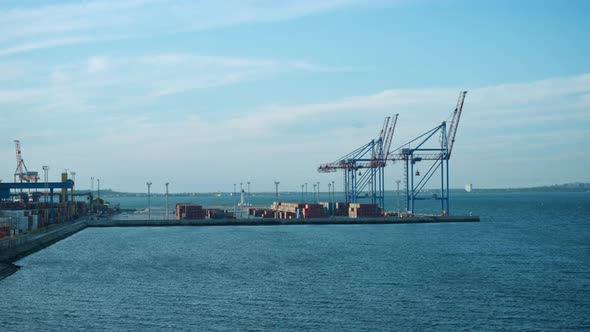 Cargo Sea Port Landscape on Sunny Day