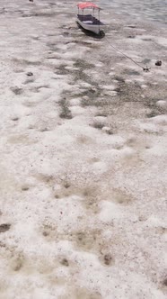 Vertical Video of Low Tide in the Ocean Near the Coast of Zanzibar Tanzania