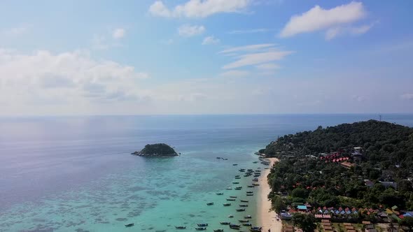 Aerial Drone View on Tropical Koh Lipe Island in Thailand Amazing Blue Water