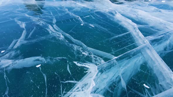 Frozen Lake Baikal Aerial View