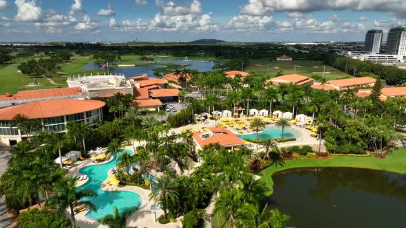 Trump National Resort Pools 4k Aerial Video