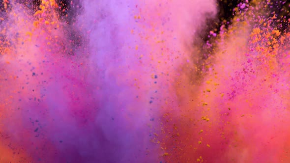 Super Slow Motion Shot of Color Powder Explosion Isolated on Black Background
