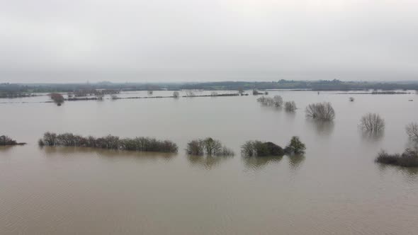 Aerial View of Flooding in the UK During the Winter Causing Devastation alt