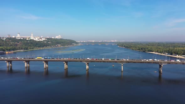 City Traffic on Patona Bridge in Kiev