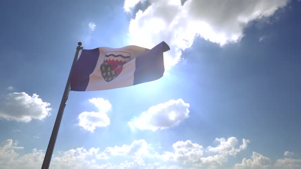 The Northwest Territories Flag on a Flagpole V4