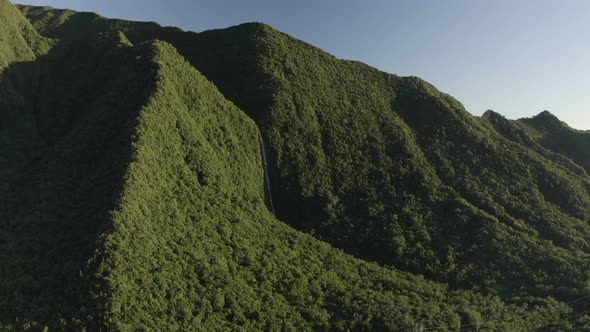 Aerial view of a mountain landscape near Saint Benoit, Reunion.