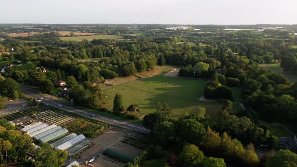 United Kingdom (UK) Kent countryside drone footage, aerial footage. Beautiful trees, sunrise, sunset