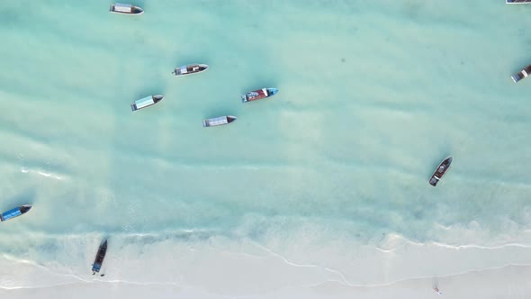 Boats in the Ocean Near the Coast of Zanzibar Tanzania Slow Motion