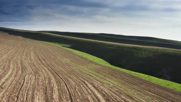 Tilled Farm Land Aerial View at Highlands