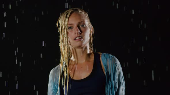 Beautiful Female Hip Hop Dancer In The Rain