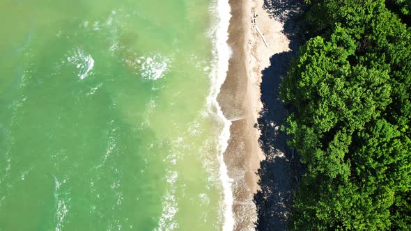 Spectacular Aerial drone video footage of beautiful Lake Erie during summer on a sunny day