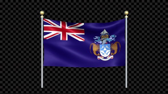 Tristan Da Cunha Flag Waving In Double Pole Looped