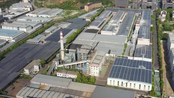 Solar power station on factory rooftop