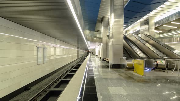 Modern Subway Station Delovoy Center Business Center Timelapse Hyperlapse