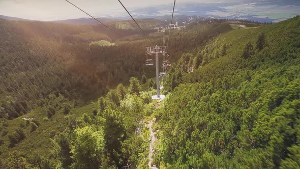 Mountain Chairlift in Summer Season Tatry Highland