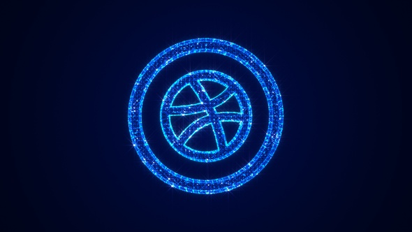 Social Media Dribbble Icon Hologram