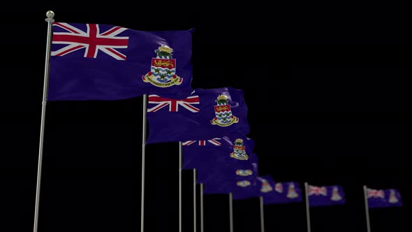 Cayman Islands Row Of Flags Animation Include Alpha Channel