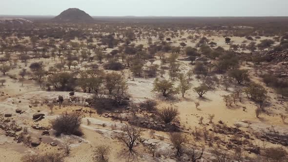 Aerial shot of landscape near Txitundo Hulo, Angola, Africa