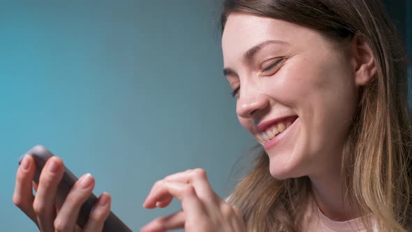 Portrait Laughing of an Attractive Caucasian Young Woman