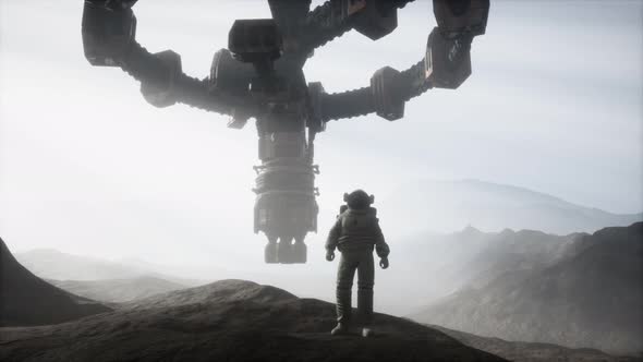 Astronaut on Another Planet with Dust and Fog alt