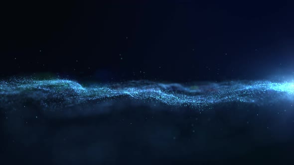 Futuristic Flowing Blue Particles Wave