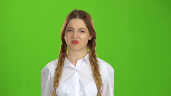 Girl Did Not Like What Was Happening, She Crossed Her Arms. Green Screen