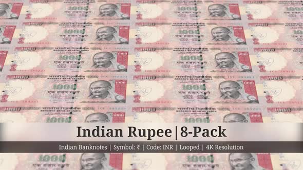 Indian Rupee | India Currency - 8 Pack | 4K Resolution | Looped