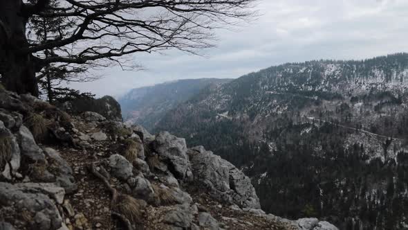 footage of beautiful mountains in Creux Du Van, Neuchatel, Switzerland. landscape videos in winter.